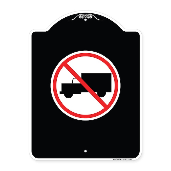 Signmission Designer Series No Truck, Black & White Heavy-Gauge Aluminum Sign, 24" x 18", BW-1824-23558 A-DES-BW-1824-23558 - main